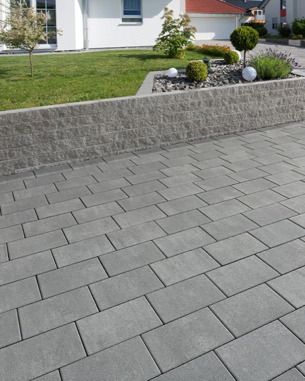 Gartenmauer Endelement MALIBU Grau nuanciert 30 x 15 x 12 cm