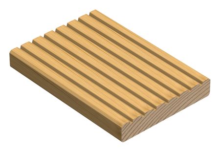 Terrassendiele sibirische Lärche Naturbelassen beids. grob geriffelt 27 x 143 x 5100 mm von WUNDERWERK est. 1964